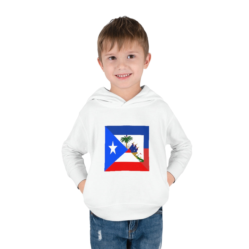 Toddler Haitian Puerto Rican Flag Pullover Fleece Hoodie | Haiti PR