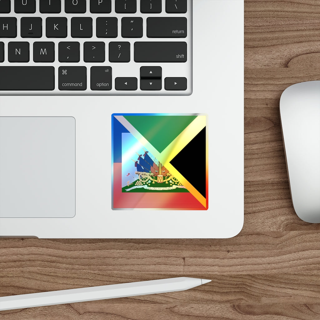 Haitian-Jamaican Flag Holographic Sticker | Jamaica Haiti Accessory