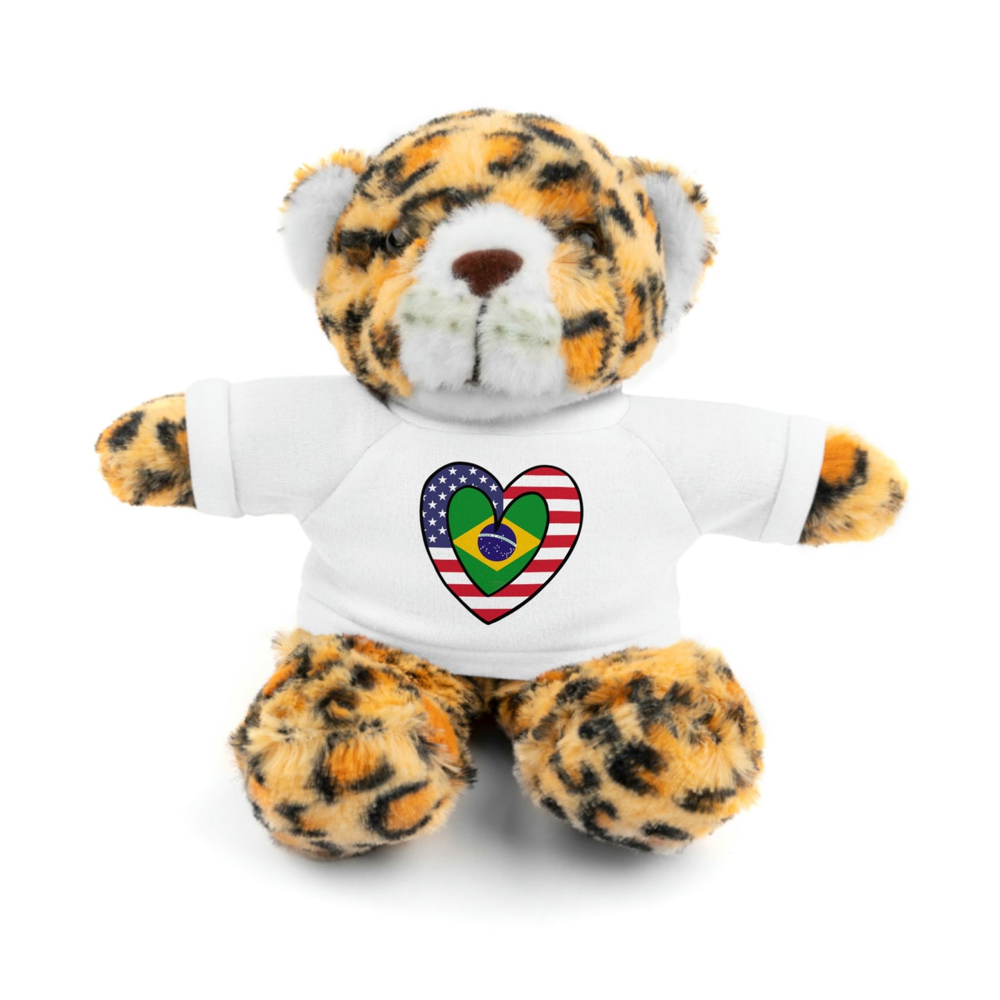 Brazilian American Valentines Day Gift Stuffed Animal |  Brazil USA Flag Toy