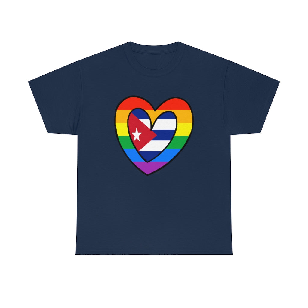 Cuban Rainbow Flag Heart T-Shirt | Unisex Cuba Cubano Pride Month Tee