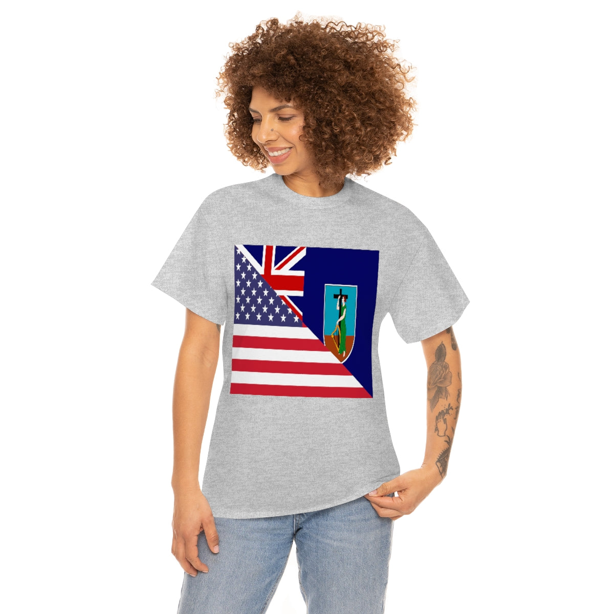 Montserrat American Flag Half Montserratian USA T-Shirt | Unisex Tee Shirt