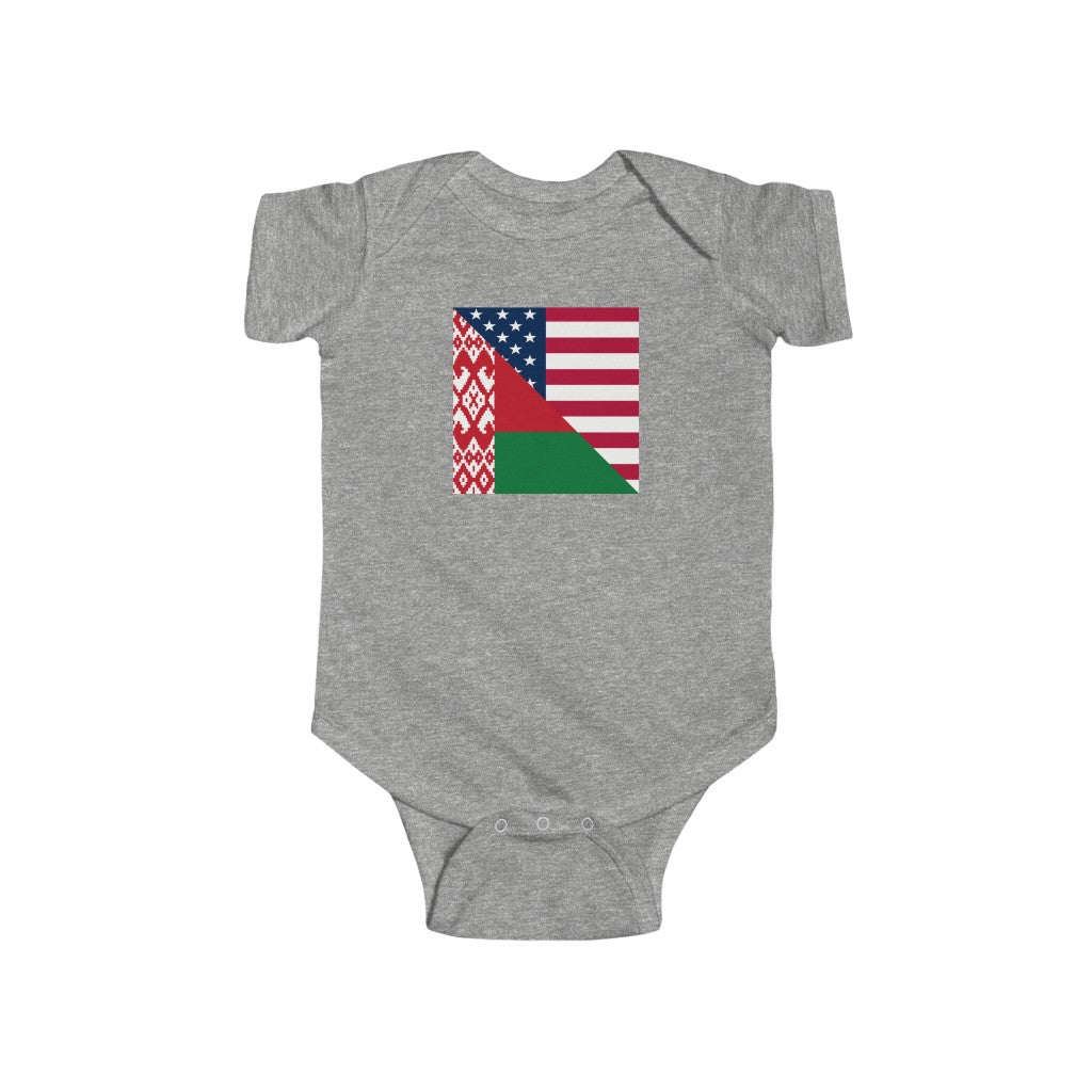 Belarusian American Flag Baby Bodysuit | Unisex Belarus USA