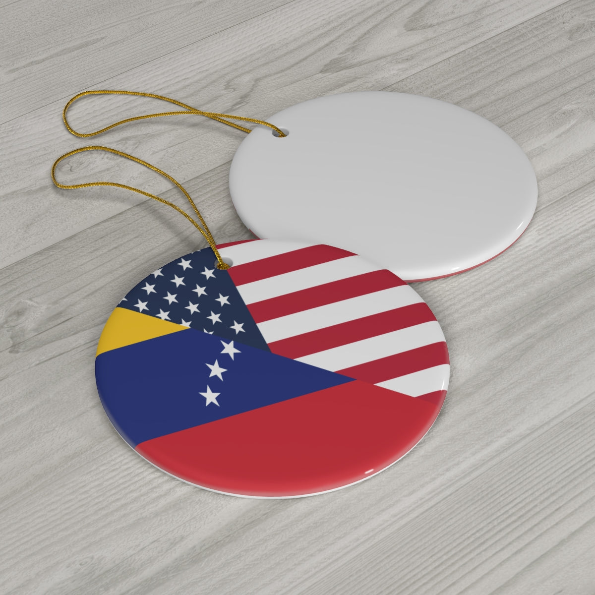 Venezuela American Flag Ceramic Ornaments | Venezuelan USA Holiday Christmas Tree