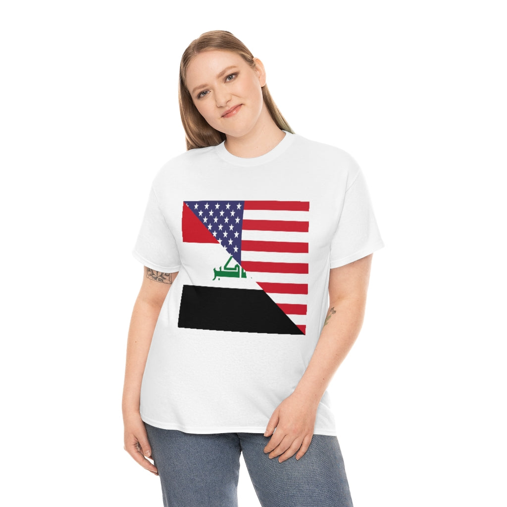 Iraq American Flag Tee Shirt | Unisex Iraqi USA Tshirt