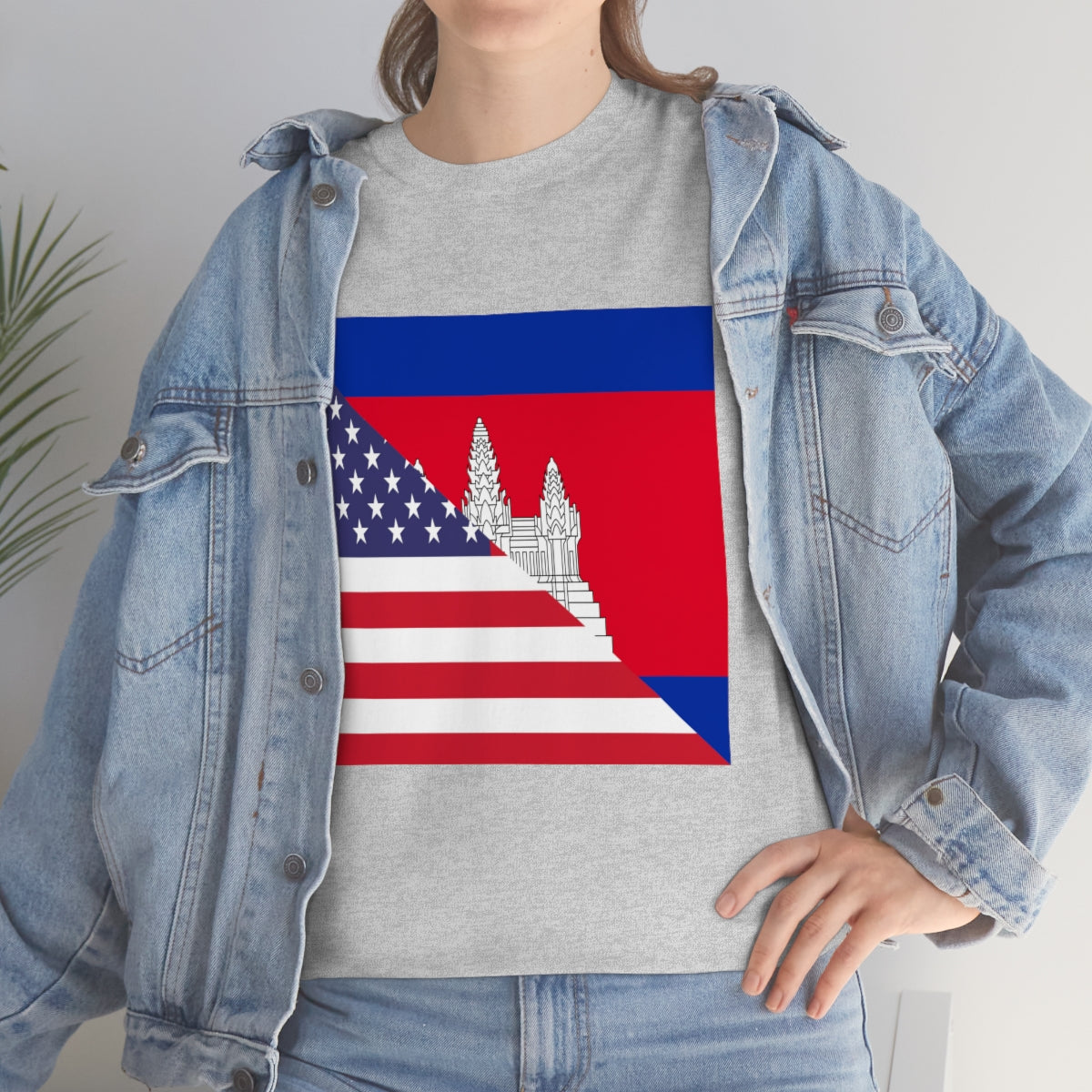 Cambodian American Flag Half Cambodia USA T-Shirt | Unisex Tee Shirt