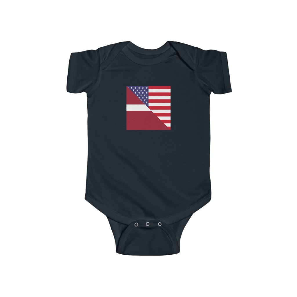 Latvian American Flag Baby Bodysuit | Latvia USA Baby Boy Girl