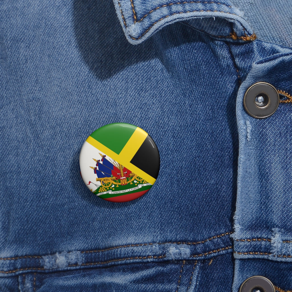 Haitian Jamaican Flag Pin Button | Haiti Jamaica Caribbean