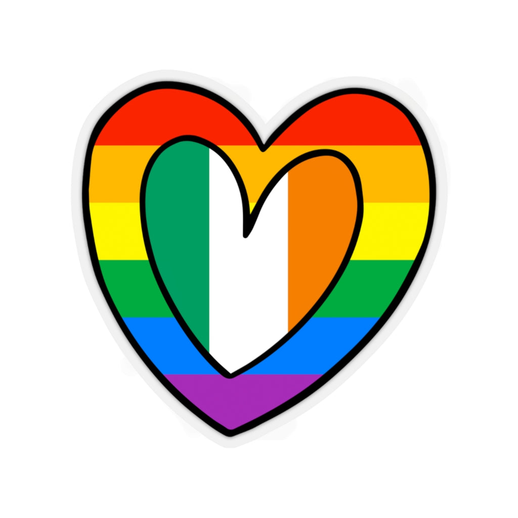 Irish Pride Rainbow Flag Heart Sticker | Ireland Pride Month Accessory