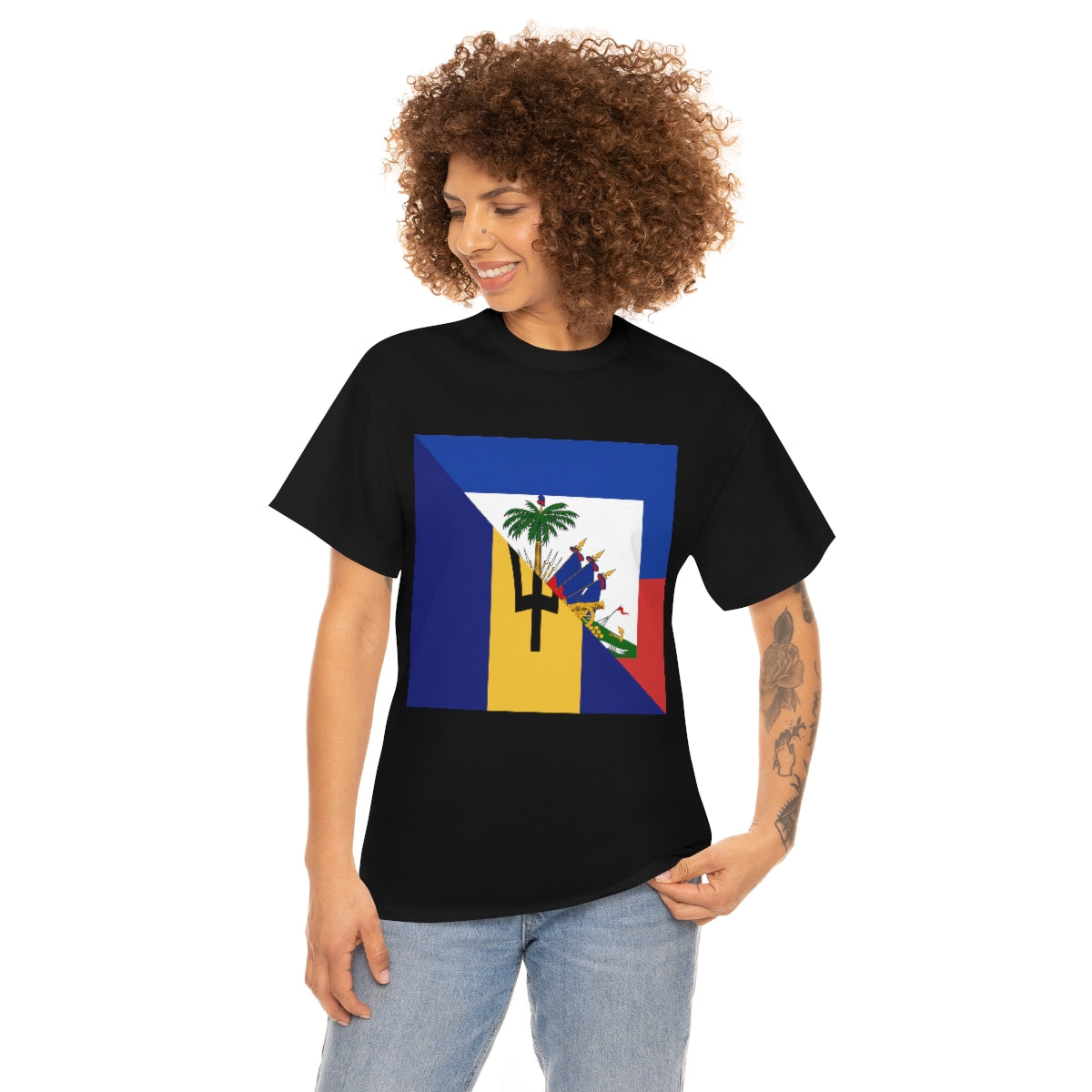 Haitian Bajan Flag Half Haiti Barbados T-Shirt | Unisex Tee Shirt