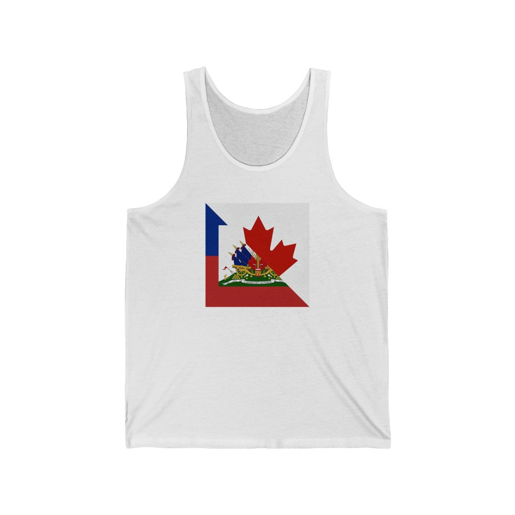 Half Haitian Canadian Flag Tank Top | Haiti Canada Beater