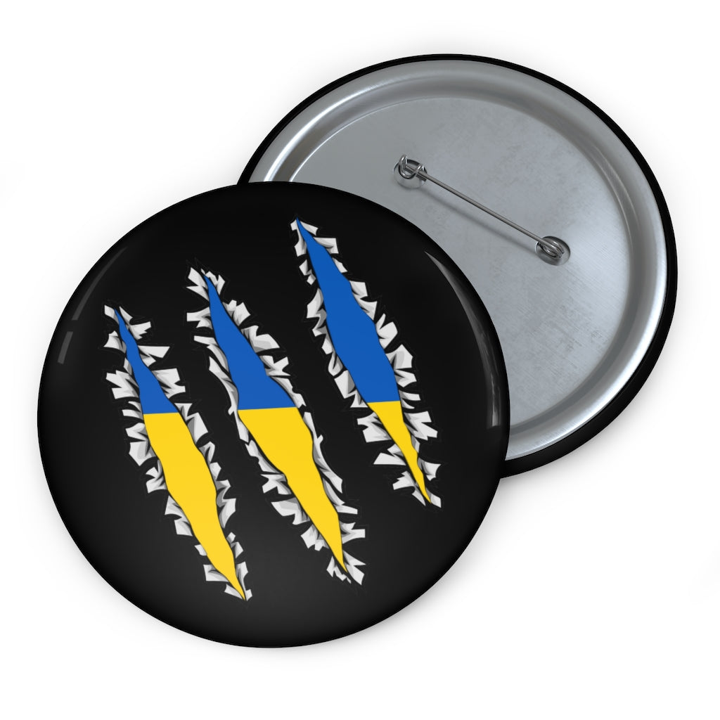 Ukraine Flag Slash Pin Button | Ukrainian