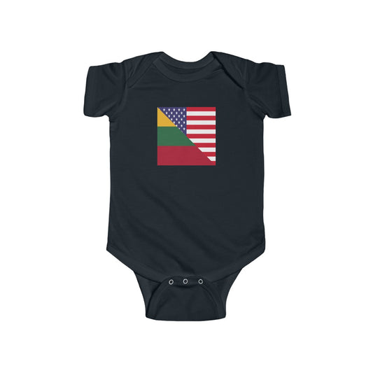 Lithuanian American Flag Baby Bodysuit | Lithuania USA Newborn