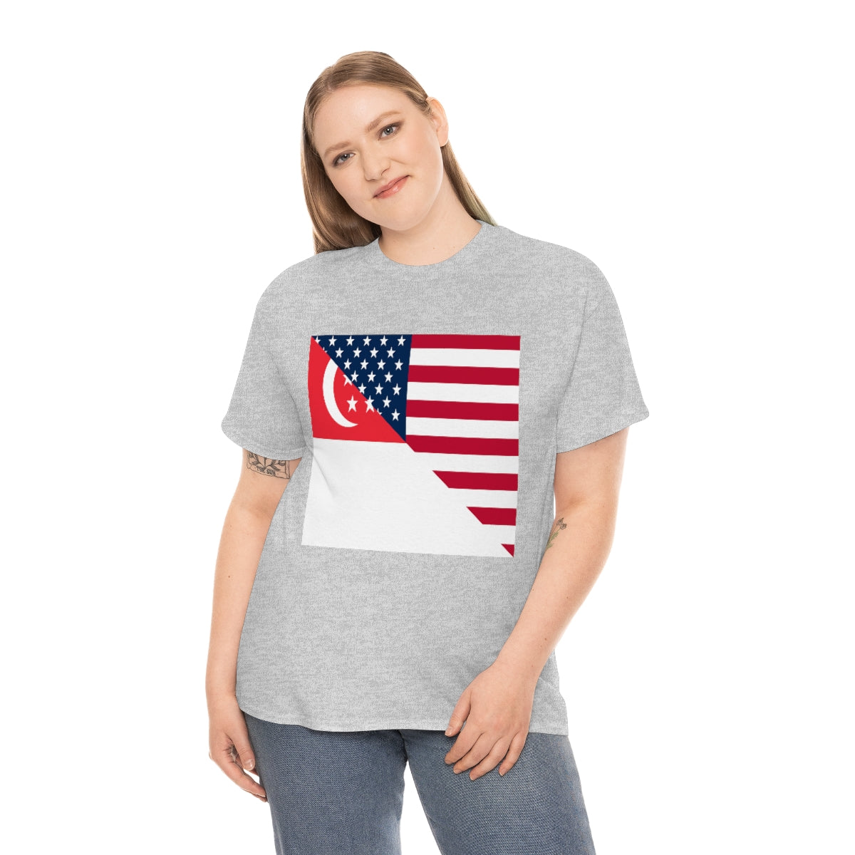 Singapore American Flag Half Singaporean USA T-Shirt | Unisex Tee Shirt