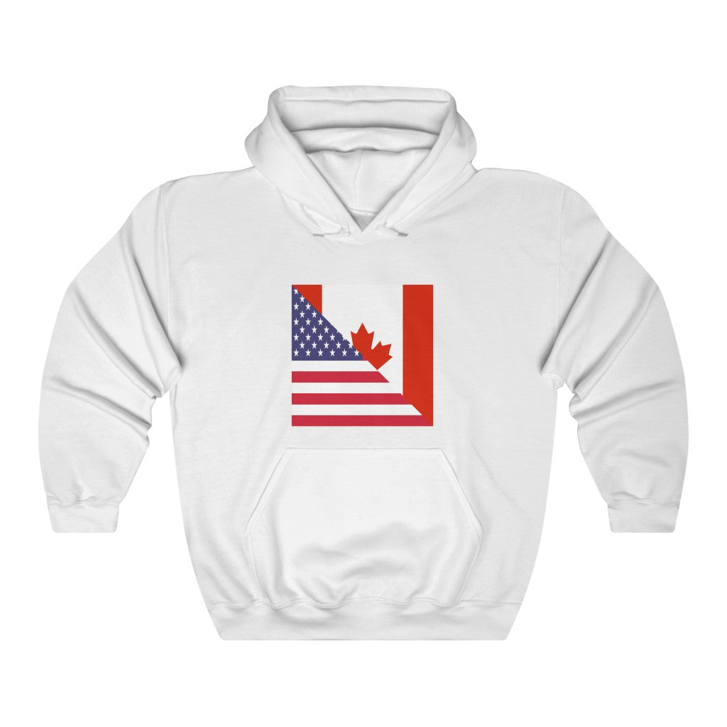 Canadian American Flag Hoodie | Unisex Half Canada Pullover