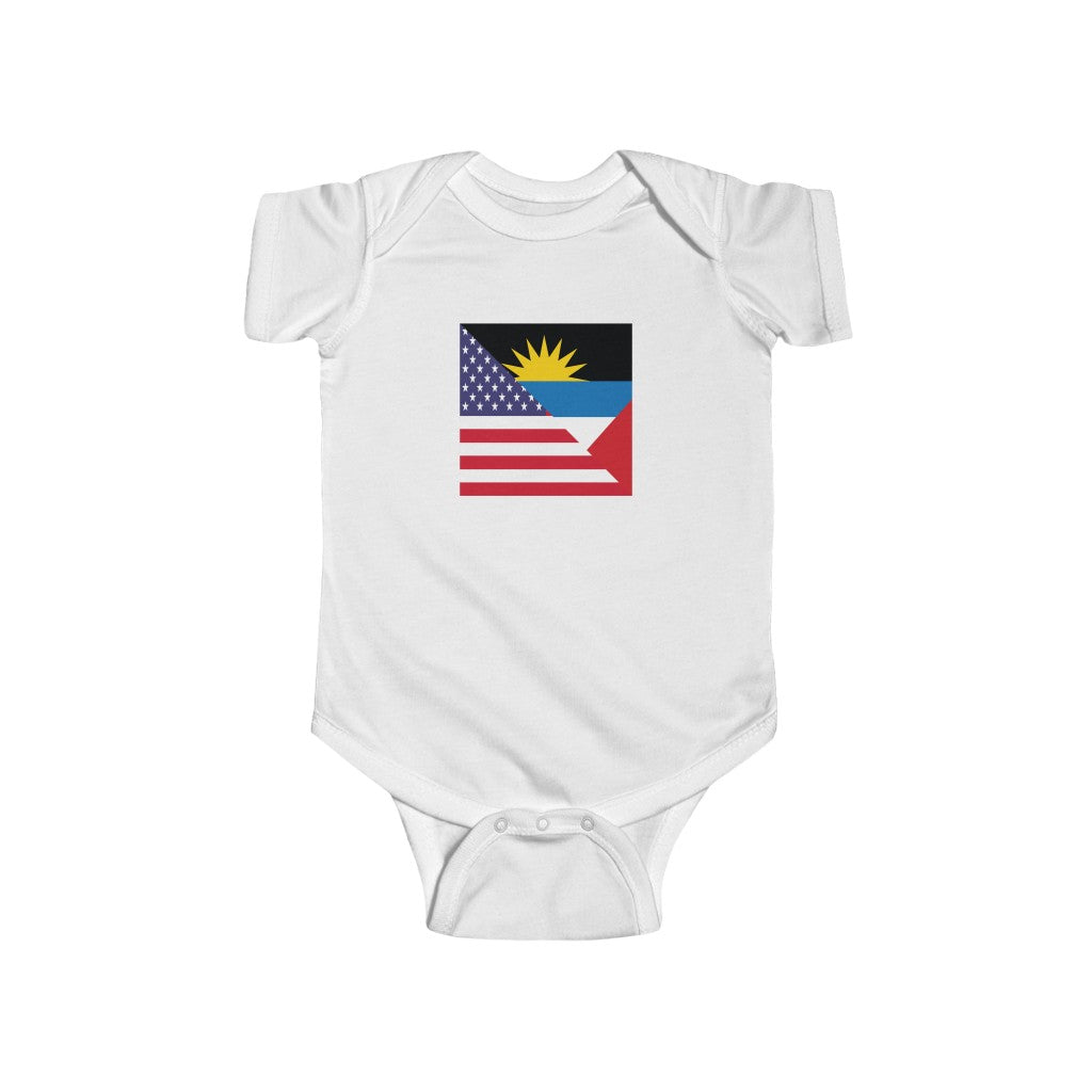 Antigua and Barbuda American Flag Baby Bodysuit | Antiguan USA Newborn