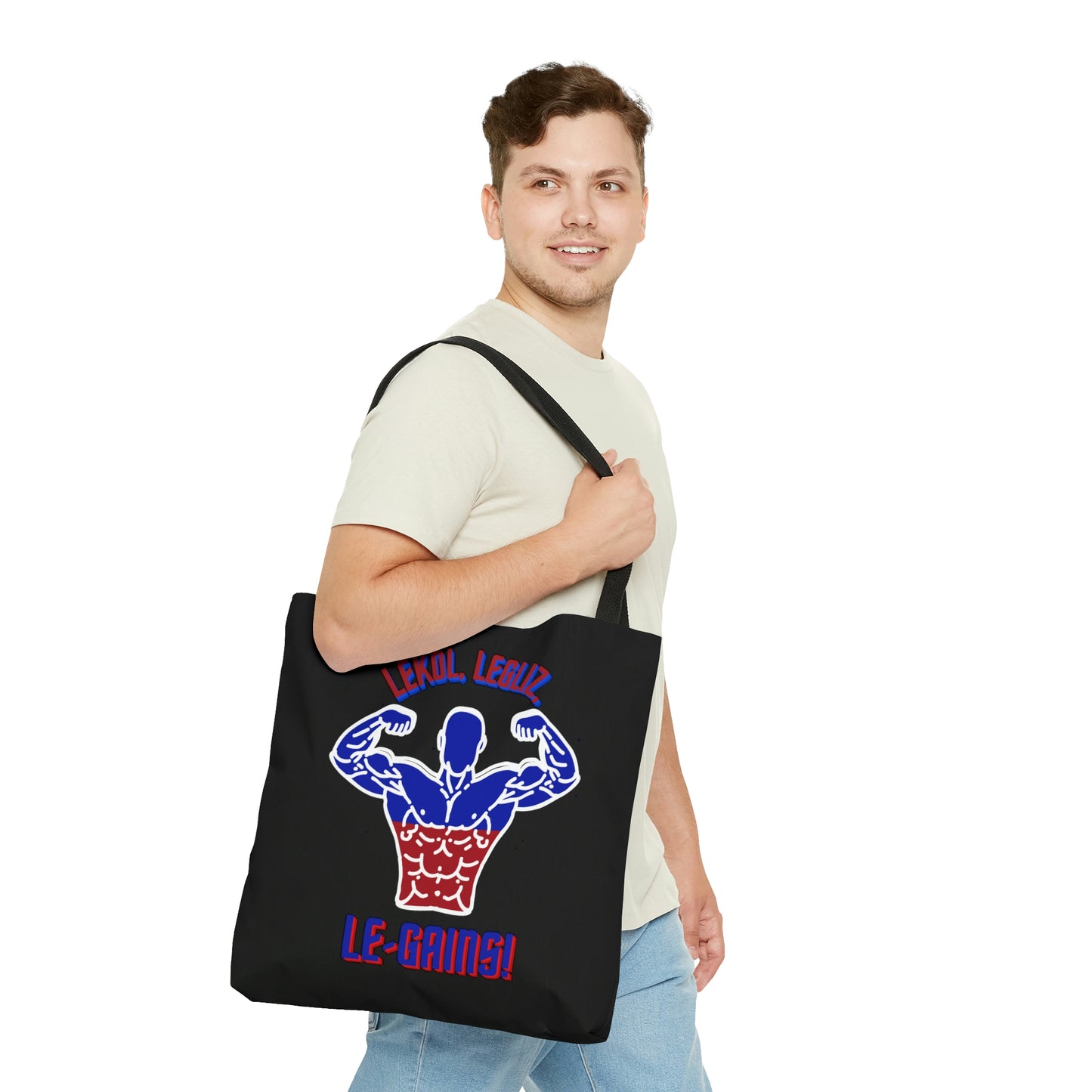 Lekol, Legliz, Le-Gains! | Haitian Gym Saying Tote Bag | Shoulder Bag