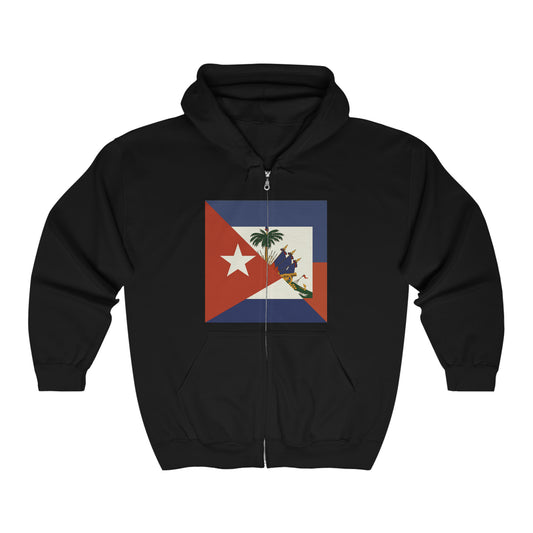 Haiti Cuba Flag | Haitian Cuban Ayiti Cubano Zip Hoodie | Hooded Sweatshirt