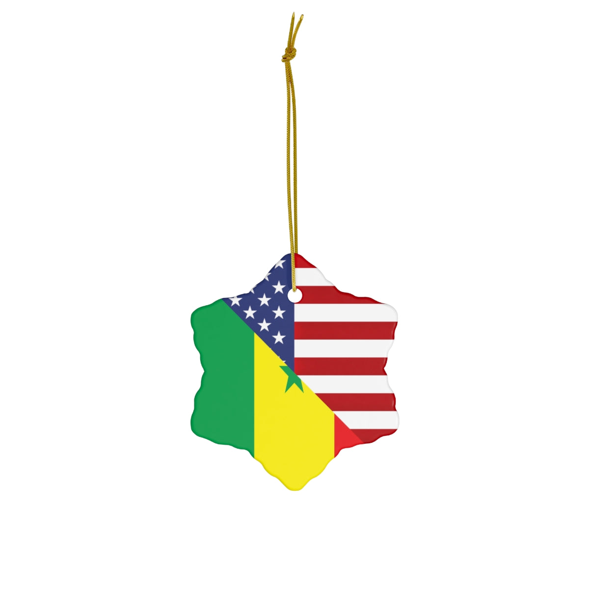 Senegal American Flag Ceramic Ornament | Senegalese USA Christmas Tree