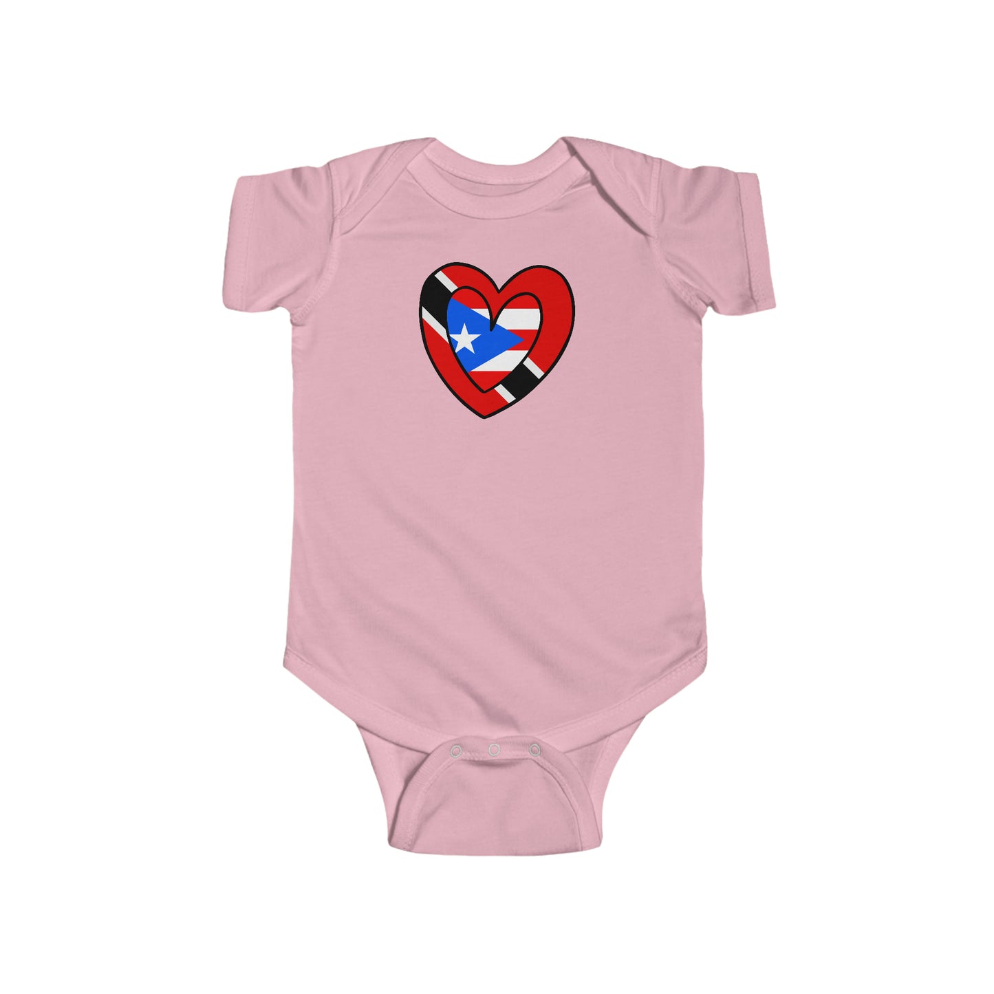 Newborn Trini Puerto Rican Heart Baby Bodysuit | Trinidad Boricua Flag