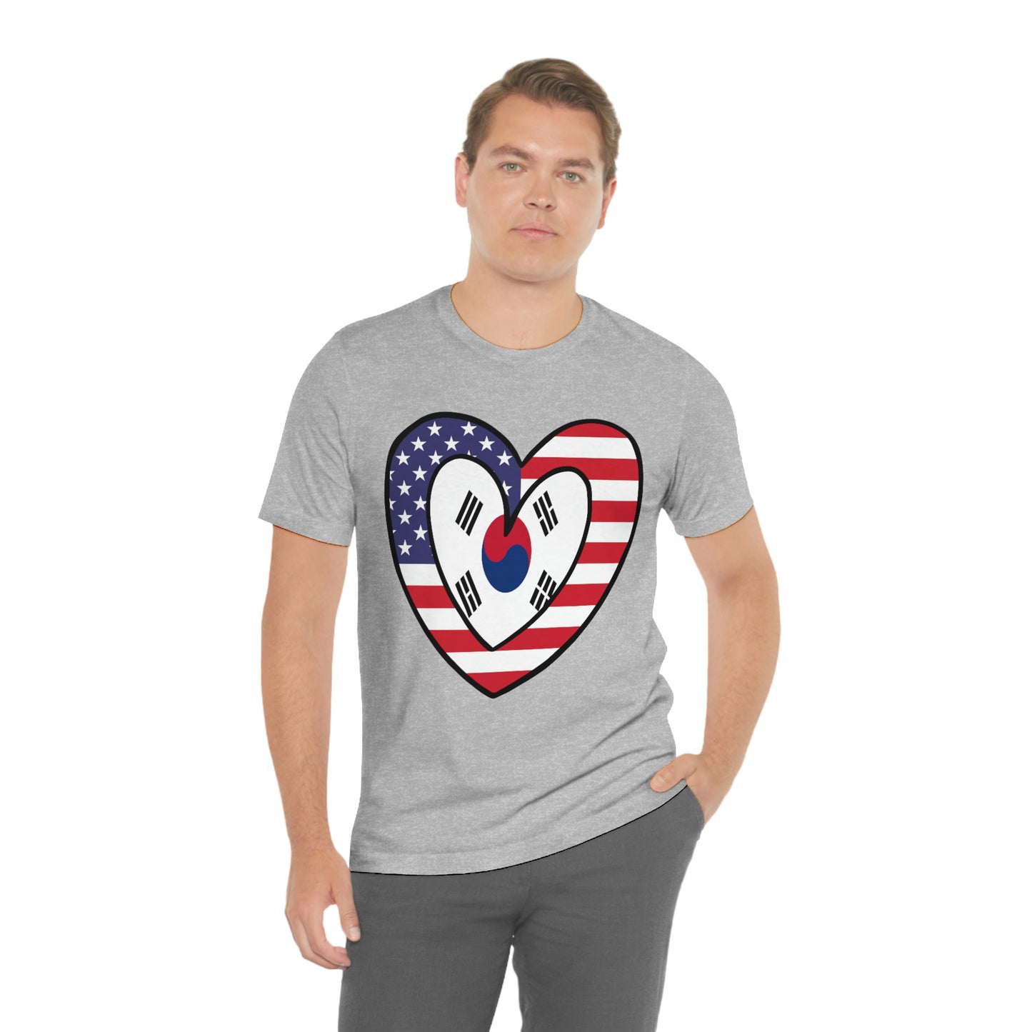 South Korean American Heart Valentines Day Gift Tee Shirt | Half Korea USA Flag T-Shirt