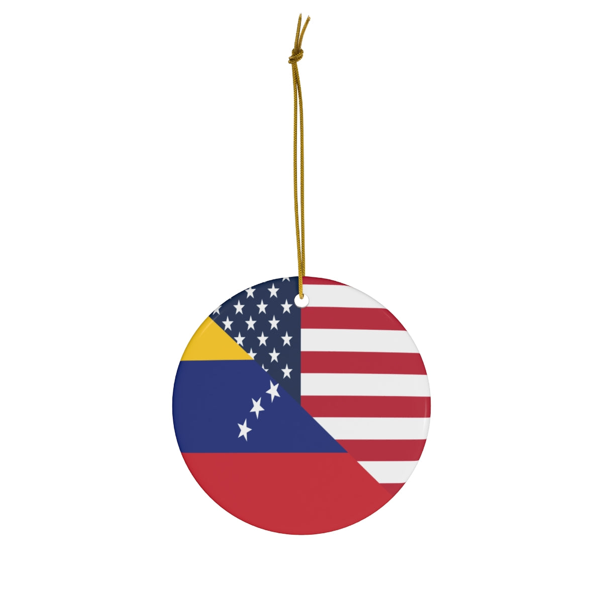 Venezuela American Flag Ceramic Ornaments | Venezuelan USA Holiday Christmas Tree