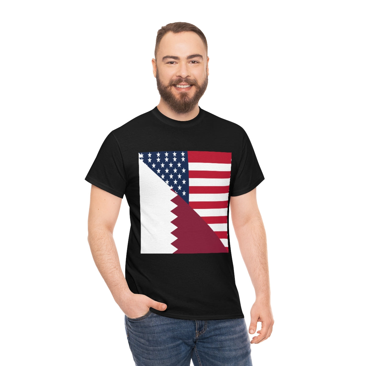 Qatar American Flag Half Qatari USA T-Shirt | Unisex Tee Shirt