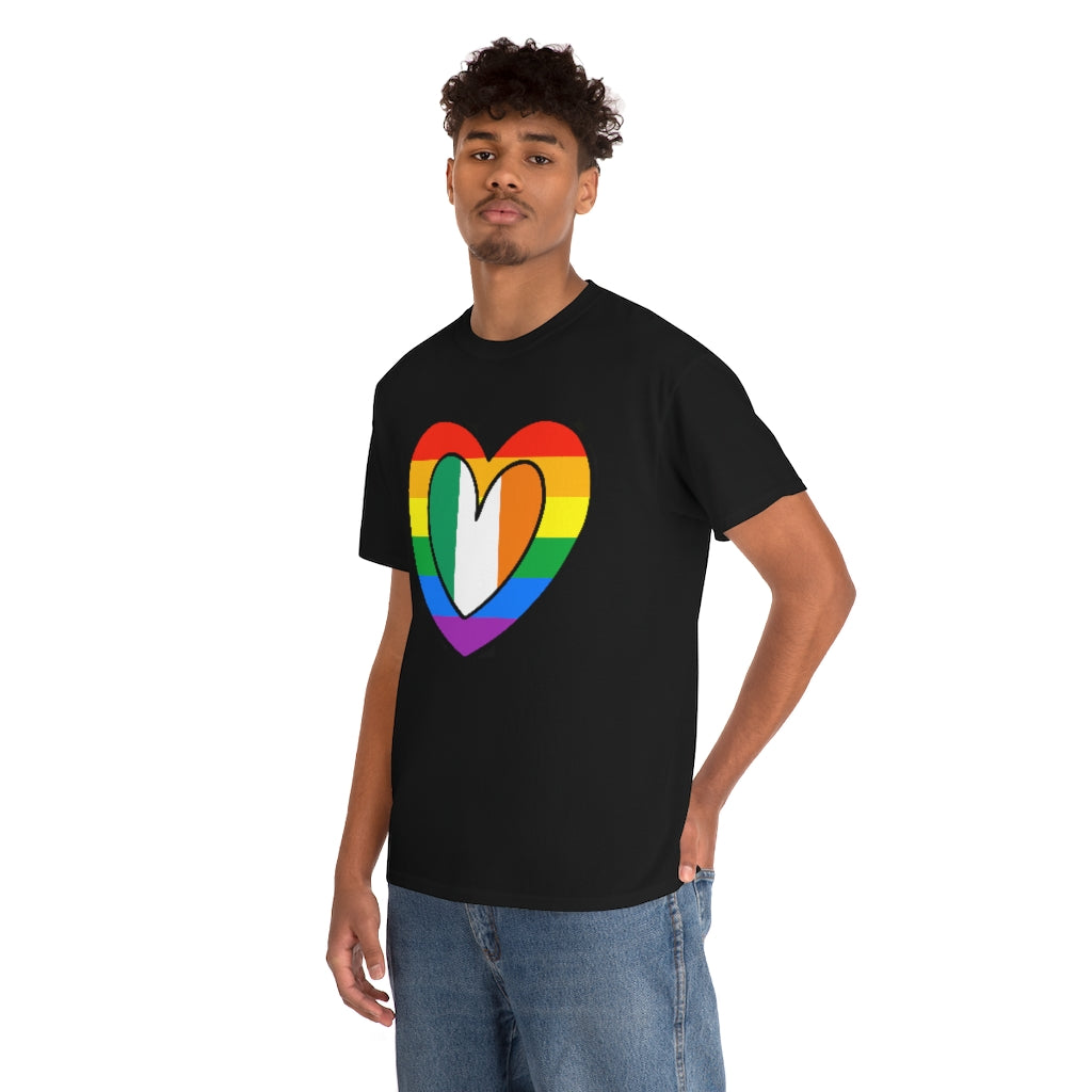 Irish Rainbow Flag Heart T-Shirt | Unisex Ireland Pride Month Tee