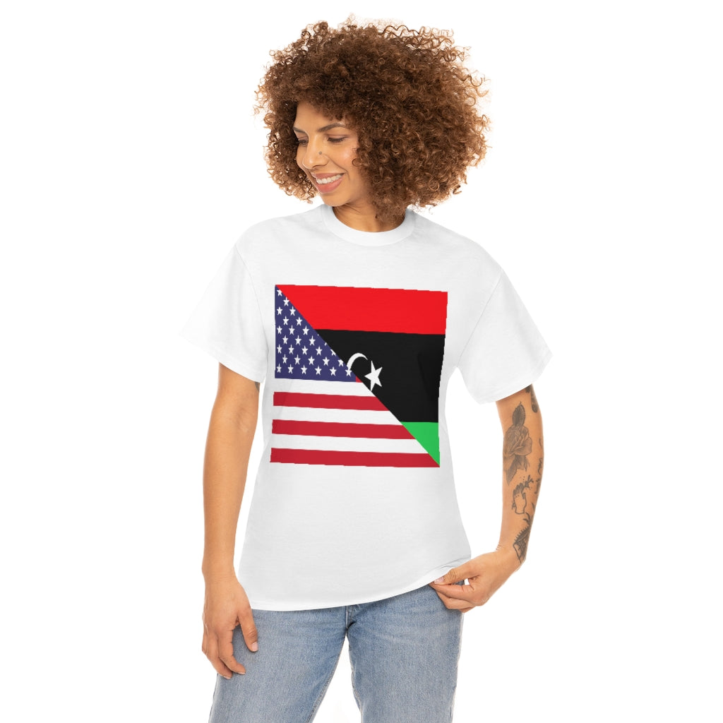 Libyan American Flag Tee Shirt | Unisex Libya USA Tshirt