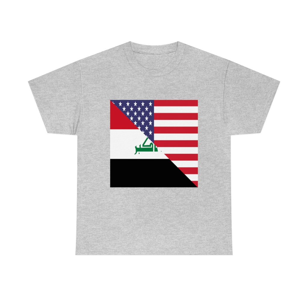 Iraq American Flag Tee Shirt | Unisex Iraqi USA Tshirt