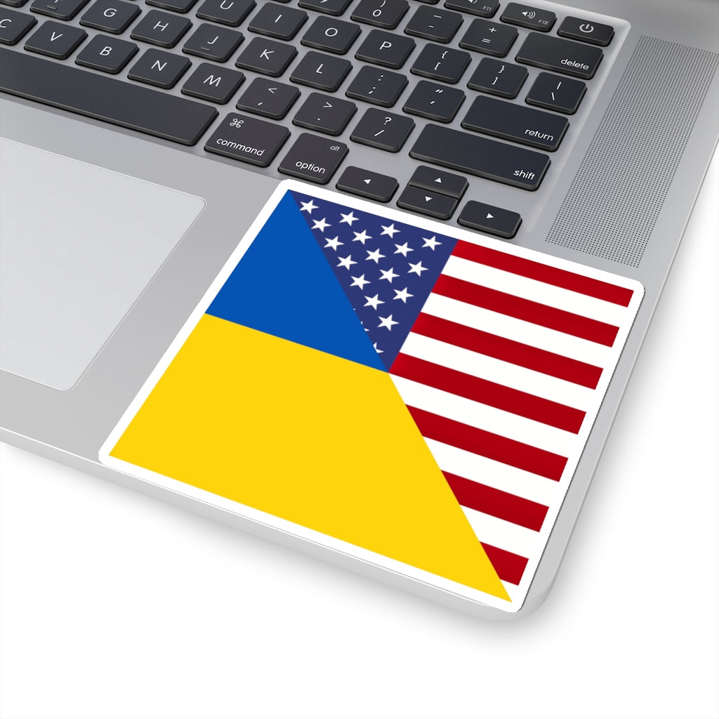 Ukraine America Flag Sticker | USA Ukrainian