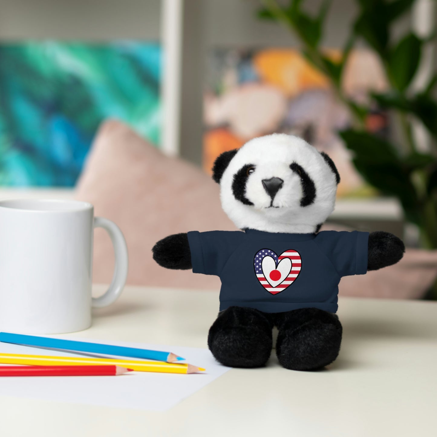 Japanese American Valentines Day Gift Stuffed Animal | Japan USA Flag Toy