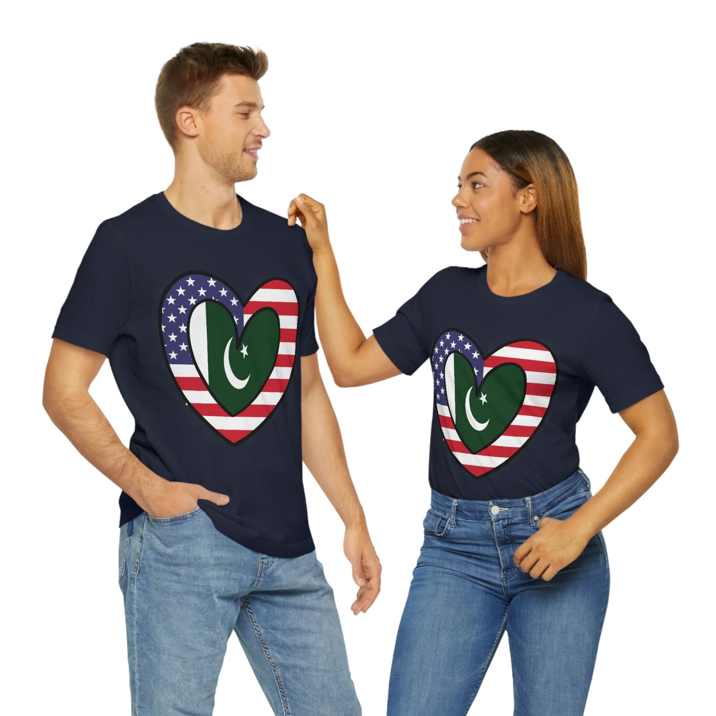 Pakistani American Heart Valentines Day Gift Tee Shirt | Half Pakistani USA Flag T-Shirt