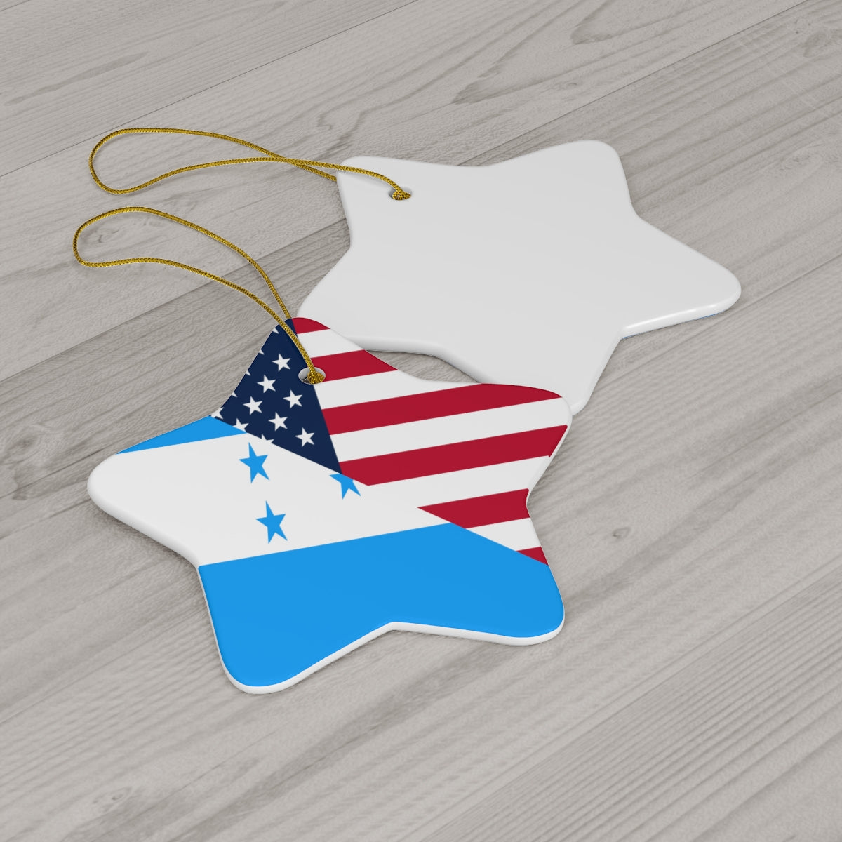 Honduran American Flag Ceramic Ornaments | Honduras USA Holiday Christmas Tree