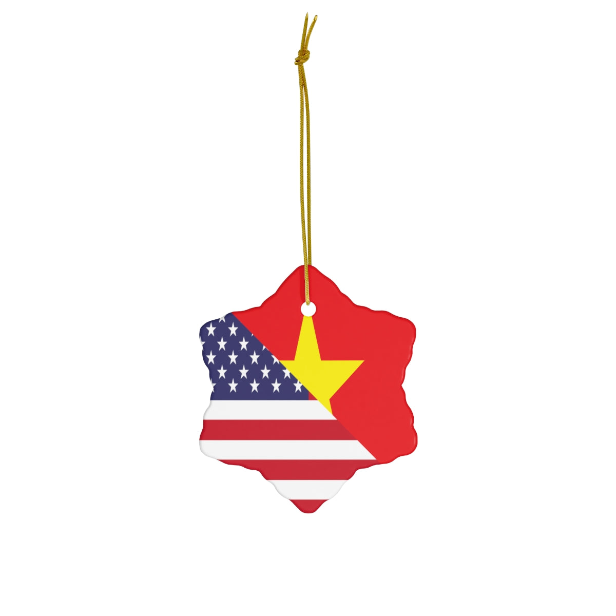 Vietnamese American Flag Ceramic Ornaments | Vietnam USA Holiday Christmas Tree