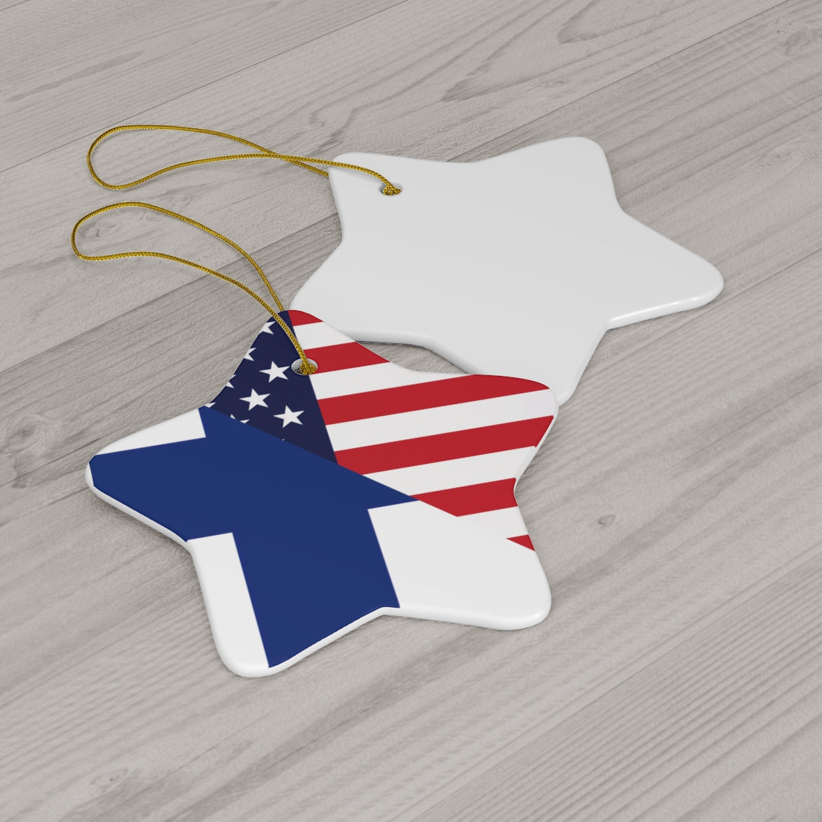 Finnish American Flag Ceramic Ornaments | Finland USA Holiday Christmas Tree