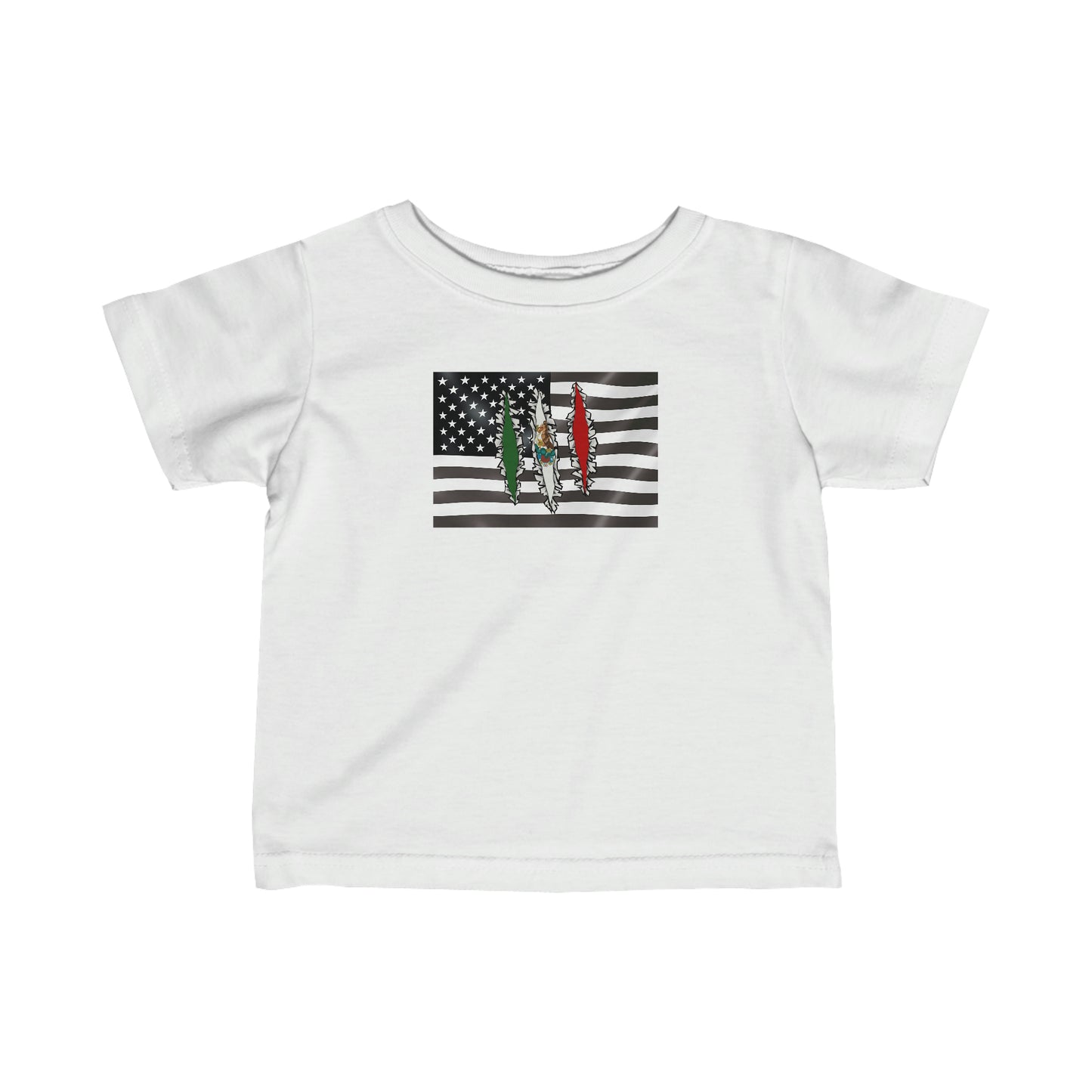 Infant Mexican Flag Underneathe | Half US Mexican Toddler Tee Shirt