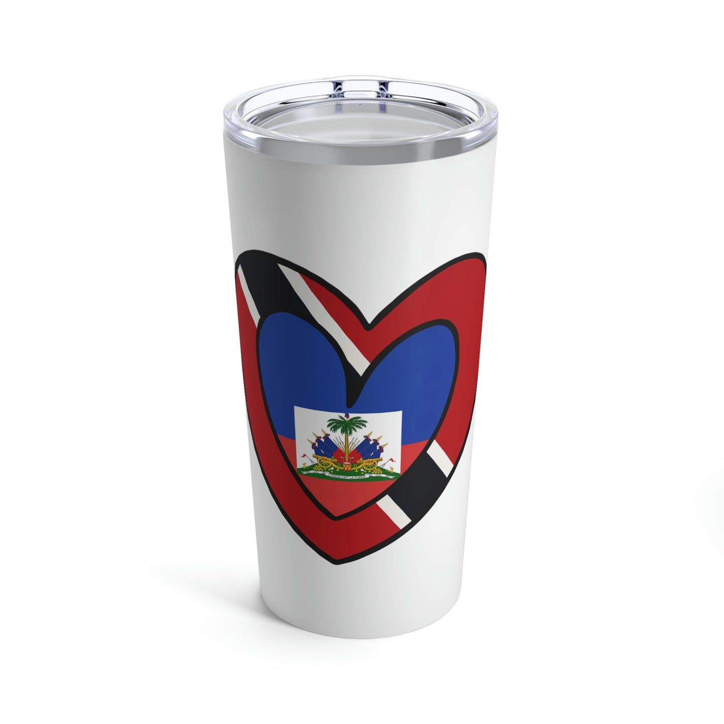 Haitian Trini Flag Heart Valentines Day Gift Haiti Trinidad Tobago Tumbler 20oz