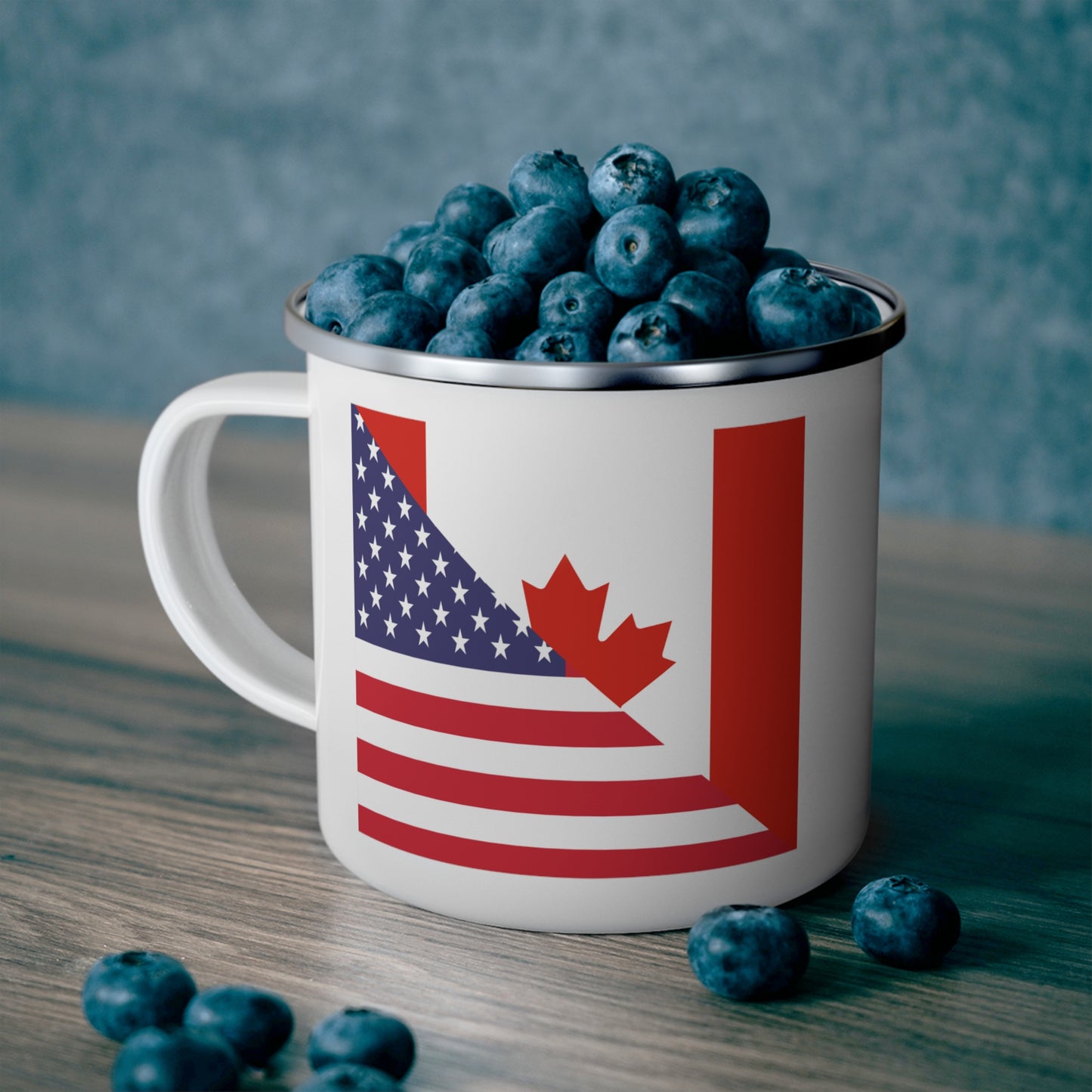 Canadian American Flag Canada USA 12oz Enamel Mug