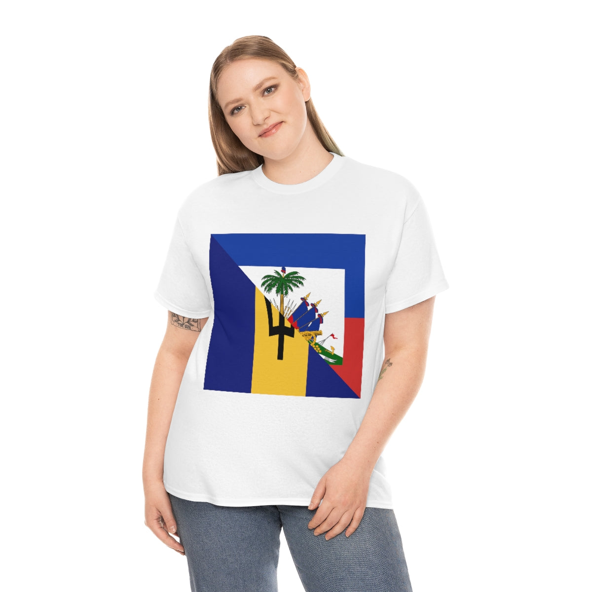 Bajan Haitian Flag Tee Shirt | Unisex Barbados Haiti USA Tshirt