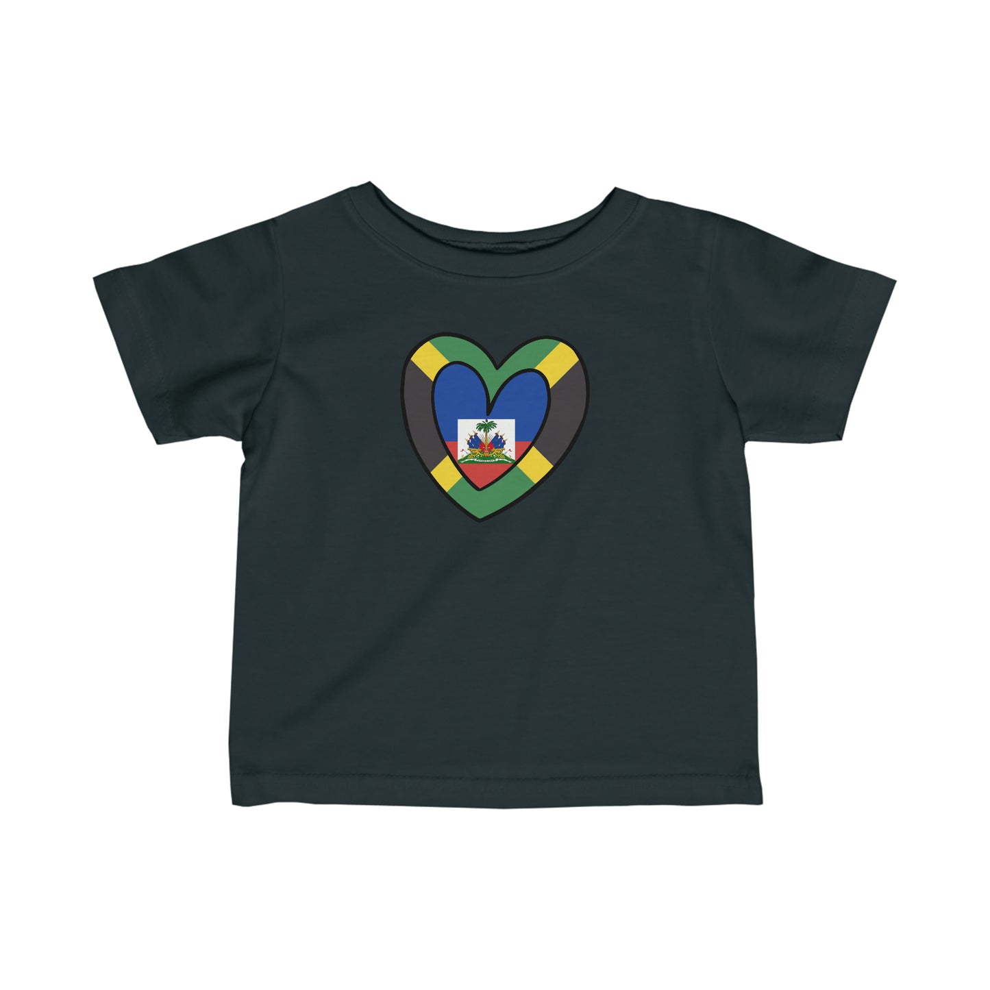 Infant Jamaican Haitian Flag Inner Heart Jamaica Haiti  Toddler Tee Shirt