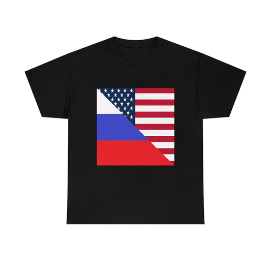 Russian American Flag Half Russia USA T-Shirt | Unisex Tee Shirt