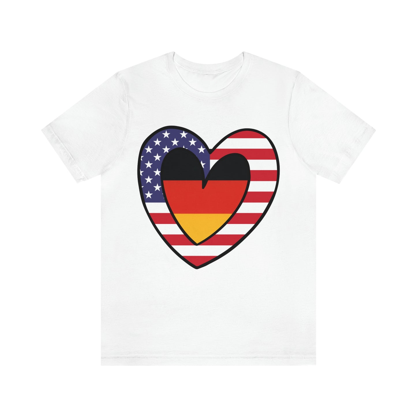 German American Heart Valentines Day Gift Tee Shirt | Half Germany USA Flag T-Shirt