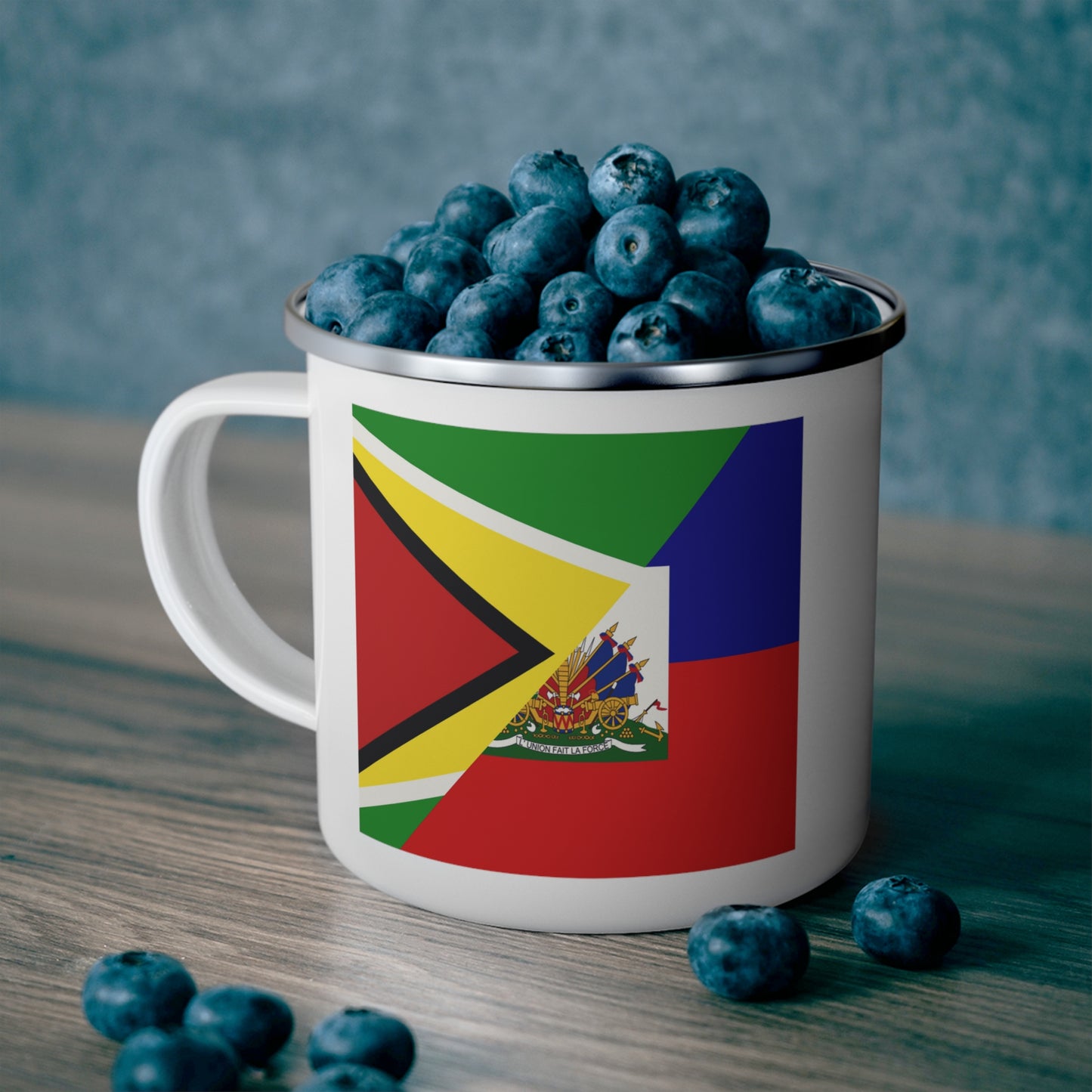 Guyanese Haitian Flag | Half Guyana Haiti Flag 12oz Enamel Mug