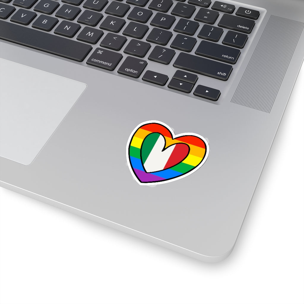 Italian Pride Rainbow Flag Heart Sticker | Italy Pride Month Accessory