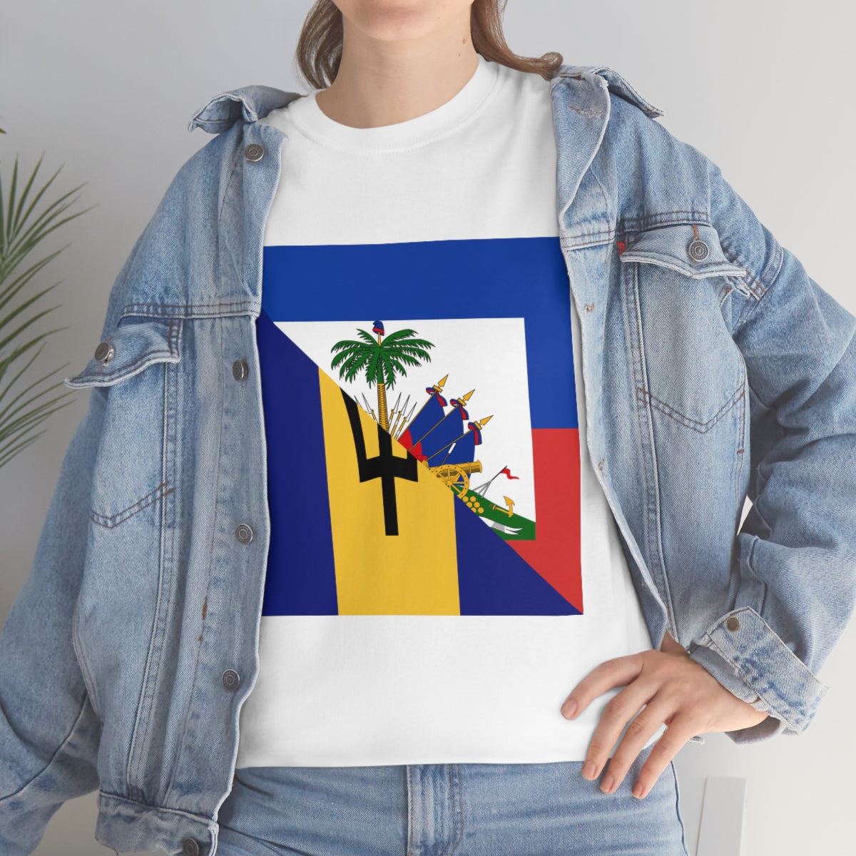 Haitian Bajan Flag Half Haiti Barbados T-Shirt | Unisex Tee Shirt