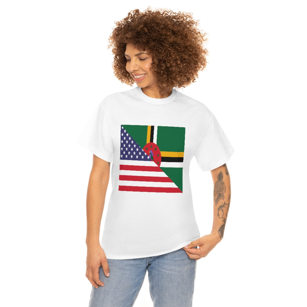 Dominica American Flag Tee Shirt | Dominican USA Tshirt