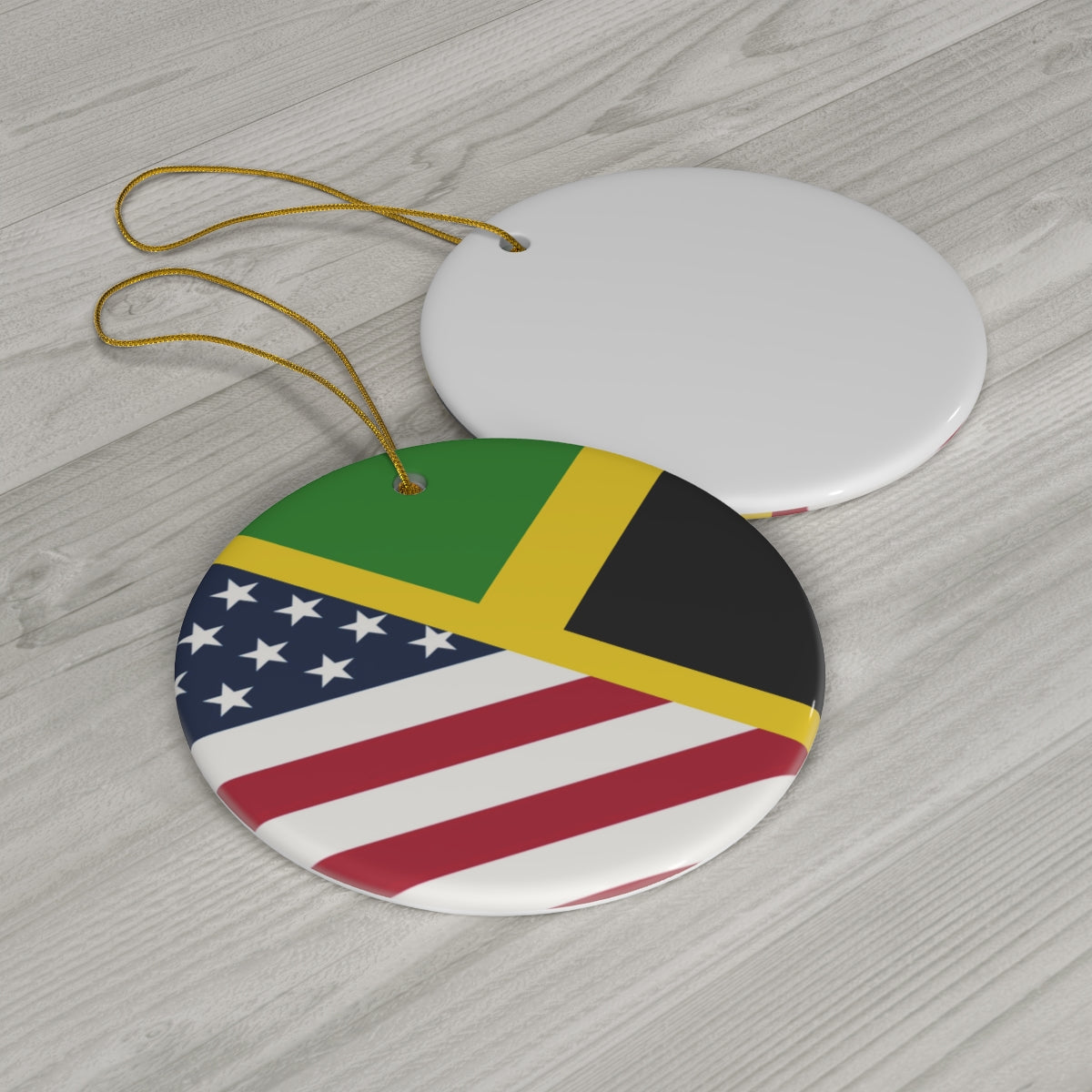 Jamaica American Flag Ceramic Ornaments | Jamaican USA Holiday Christmas Tree