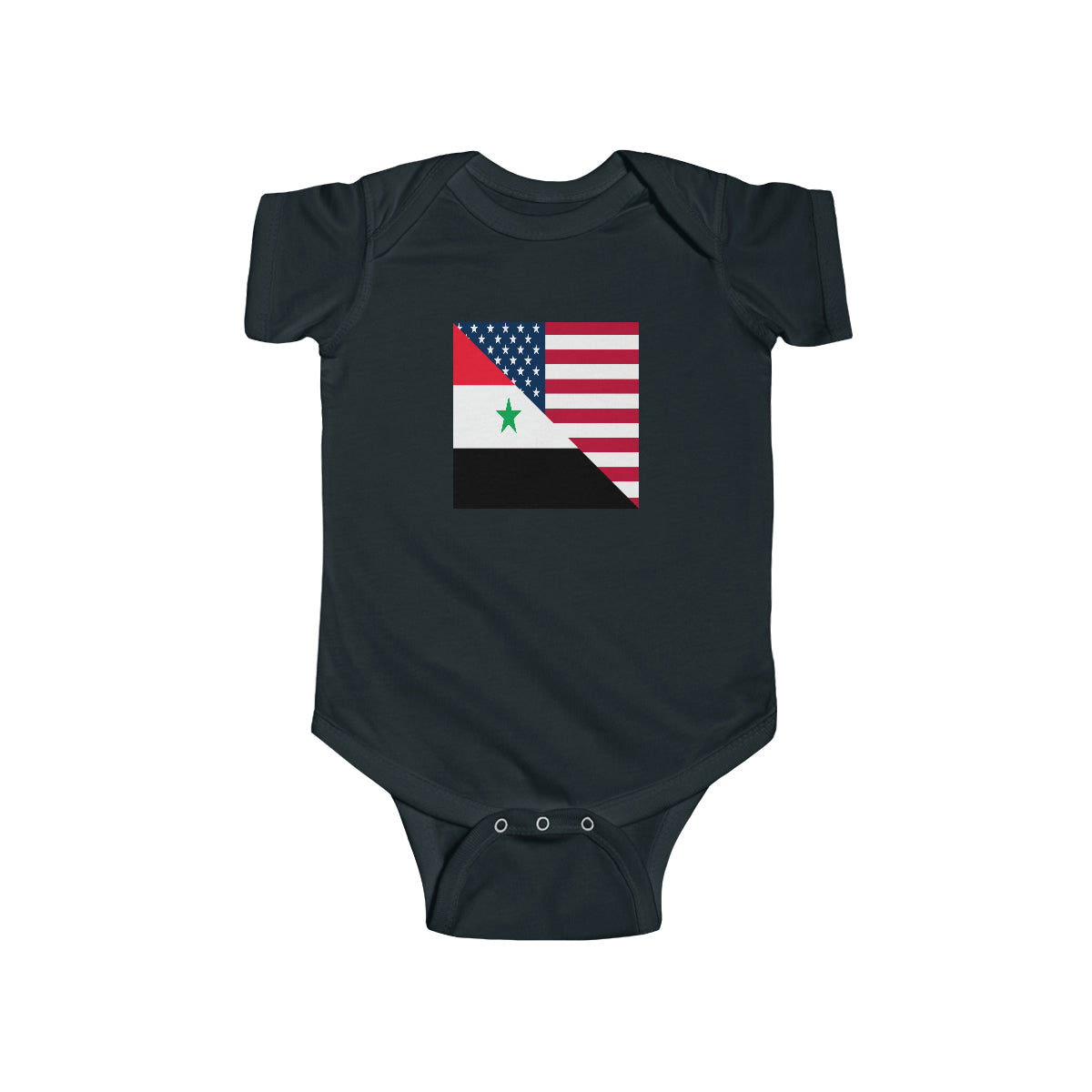 Syrian American Flag Half Syria USA Baby Bodysuit | Newborn Boy Girl