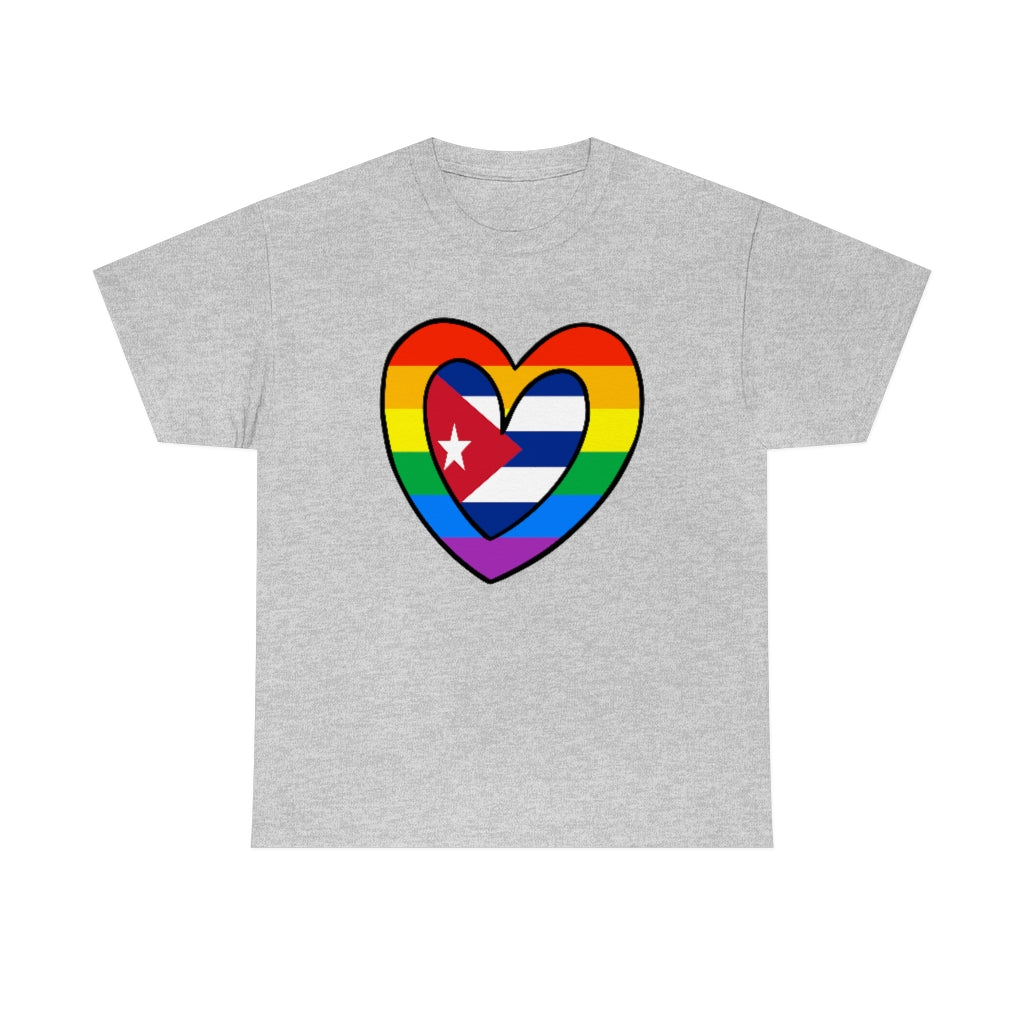 Cuban Rainbow Flag Heart T-Shirt | Unisex Cuba Cubano Pride Month Tee