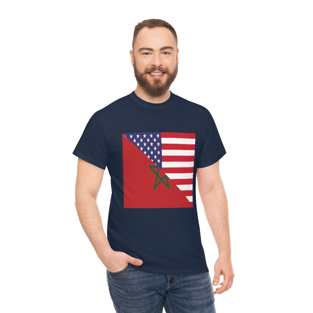 Moroccan American Flag Tee Shirt | Morocco USA Tshirt